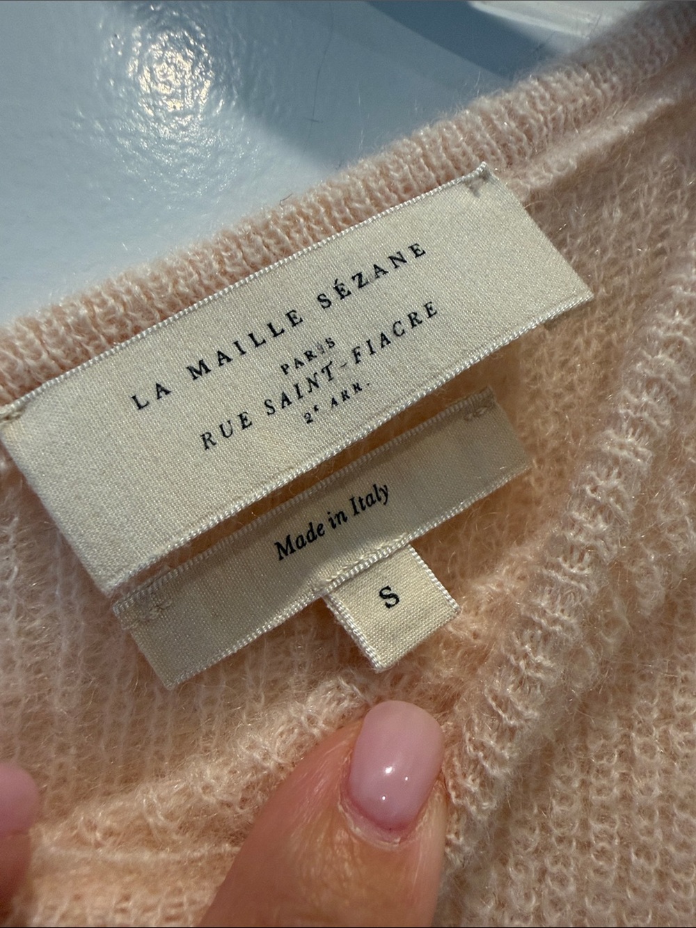 Sézane Gaspard Cardigan Light Pink Blush Pearl Button Sweater S - Picture 4 of 6